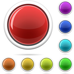 Vector set of varicolored spherical glossy buttons isolated on w