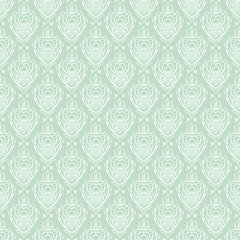 Vector seamless baroque damask luxury turquoise background