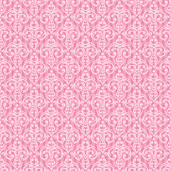 Vector seamless baroque damask luxury pink background