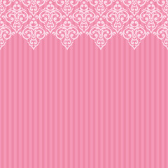 Vector seamless pink frame/border in damask baroque style