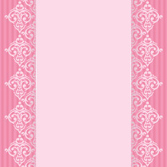 Vector seamless pink frame/border in damask baroque style