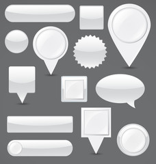 White buttons collection. Vector art.
