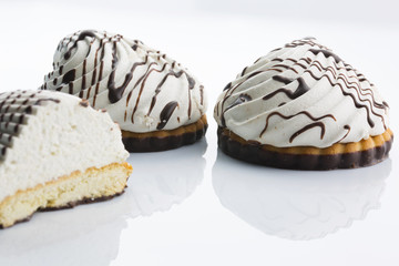 delicious cream cookies on a white background