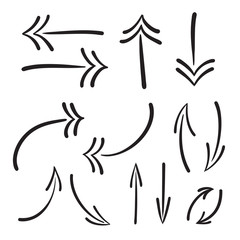 Arrows vector hand drawn set icons illustration.