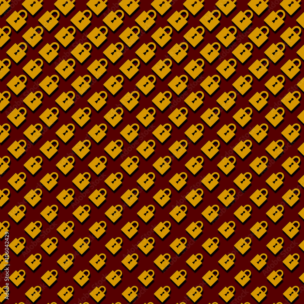 Poster abstract halftone pattern of padlocks in orange on a red backgro