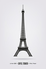 Eiffel tower at Paris, France vector silhouette poster