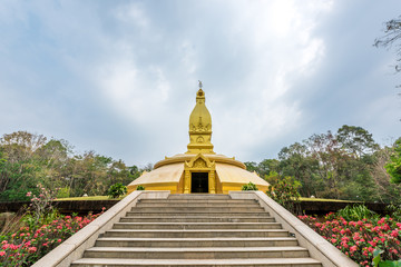 golden pagoda architecture at wat Nong Pah Pong in Ubon Ratchath