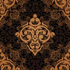 Vector seamless baroque damask luxury background