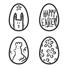 Happy Easter eggs vector card illustration hand drawn with easte