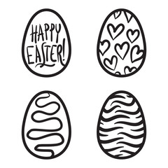 Happy Easter eggs vector card illustration hand drawn with easte