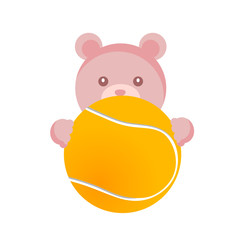 Naklejka premium teddy with tennis ball illustration