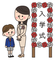  入学式　ママ　男の子　小学生