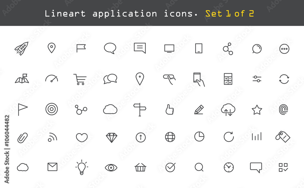 Aufkleber Modern web and mobile application pictograms collection. Lineart