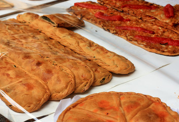 Monastery bread.Empanada.Traditional foot stuffed with tuna fish