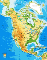 Physical map of North America © bogdanserban