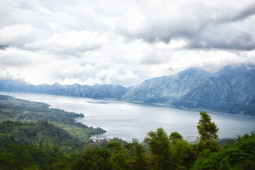 Landscape of Batur volcano on Bali island, Indonesia