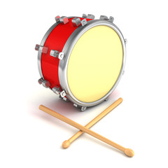 abstract musical instrument concept drum with pair of drumsticks