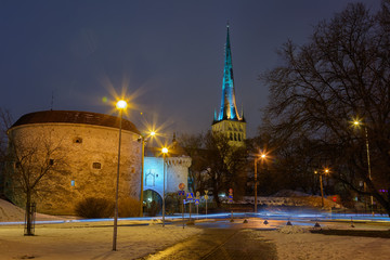 Tallinn Fat Margaret Tower winter evening, Estonia