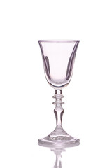 the glass of vodka on white background