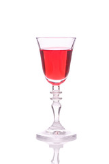 the glass of vodka on white background