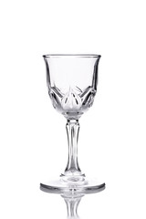 the glass of vodka on white background