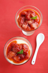 Vanilla panna cotta with strawberry compote