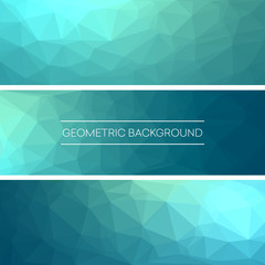 Business design templates. Set of Banners with   Polygonal Mosaic Backgrounds. Geometric Triangular Abstract. Vector Illustration