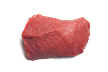 Raw beef steak isolated on white background