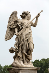 Marble statue of Angel with the Lance by Domenico Guidi from the Sant'Angelo Bridge in Rome, Italy