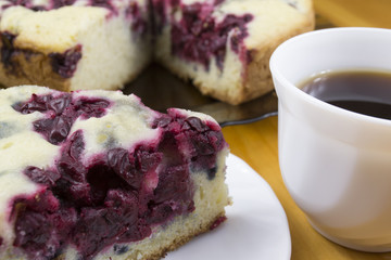 Cherry pie on gray canvas
