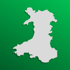 Fototapeta premium Wales map in gray with shadows and gradients on a green background