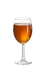 Glass of cider on a white background
