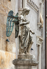 Rome - The Mausoleum of Hadrian (Castel of Sant' Angelo).  The original marble statue of the angel...
