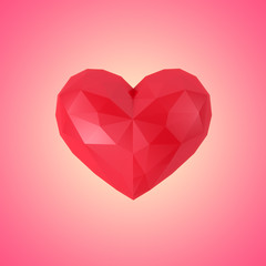 Faceted heart on a pink background