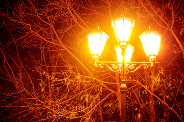 Street lamp close-up background