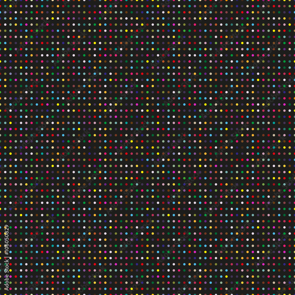 Poster Set of multicolored circles on a black background. Seamless pattern