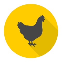 Chicken icon with long shadow