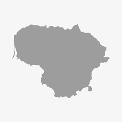 Fototapeta premium Lithuania map in gray on a white background