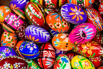 Fototapeta na wymiar Background with Easter eggs, Vilnius, Lithuania.