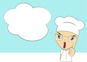 chef man give thumb up sign and shows the sign for tasty food