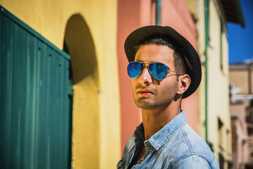 Young man with sunglasses in summer