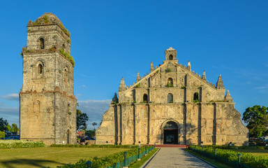 Fototapeta na wymiar Paoay Church and Belfry. This church was declared a National Cultural Treasure by the Philippine government in 1973 and a UNESCO World Heritage Site in 1993.