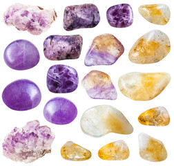 set of amethyst, citrine and ametrine gemstones