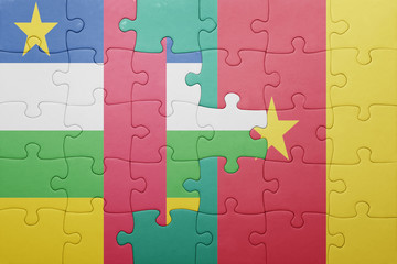 puzzle with the national flag of central african republic and cameroon