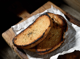 crispy toasts on paper