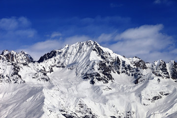 Snowy mountains at sun day