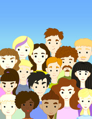 Crowd international different people characters