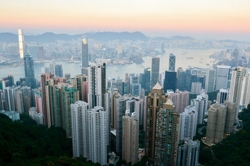 Fototapeta na wymiar Hong Kong cityscape from Victoria