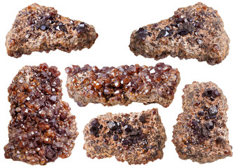 set of druses with Andradite garnet crystals