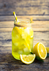 Cold lemonade with ice 
